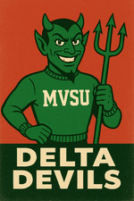 Delta Devils NCAA College Mascot Logo Poster Decor 12x8in Metal Sign