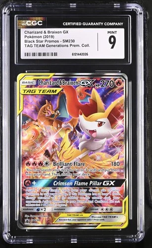 Charizard & Braixen Gx SM230 Holo Promo Pokemon CGC 9 Mint *026