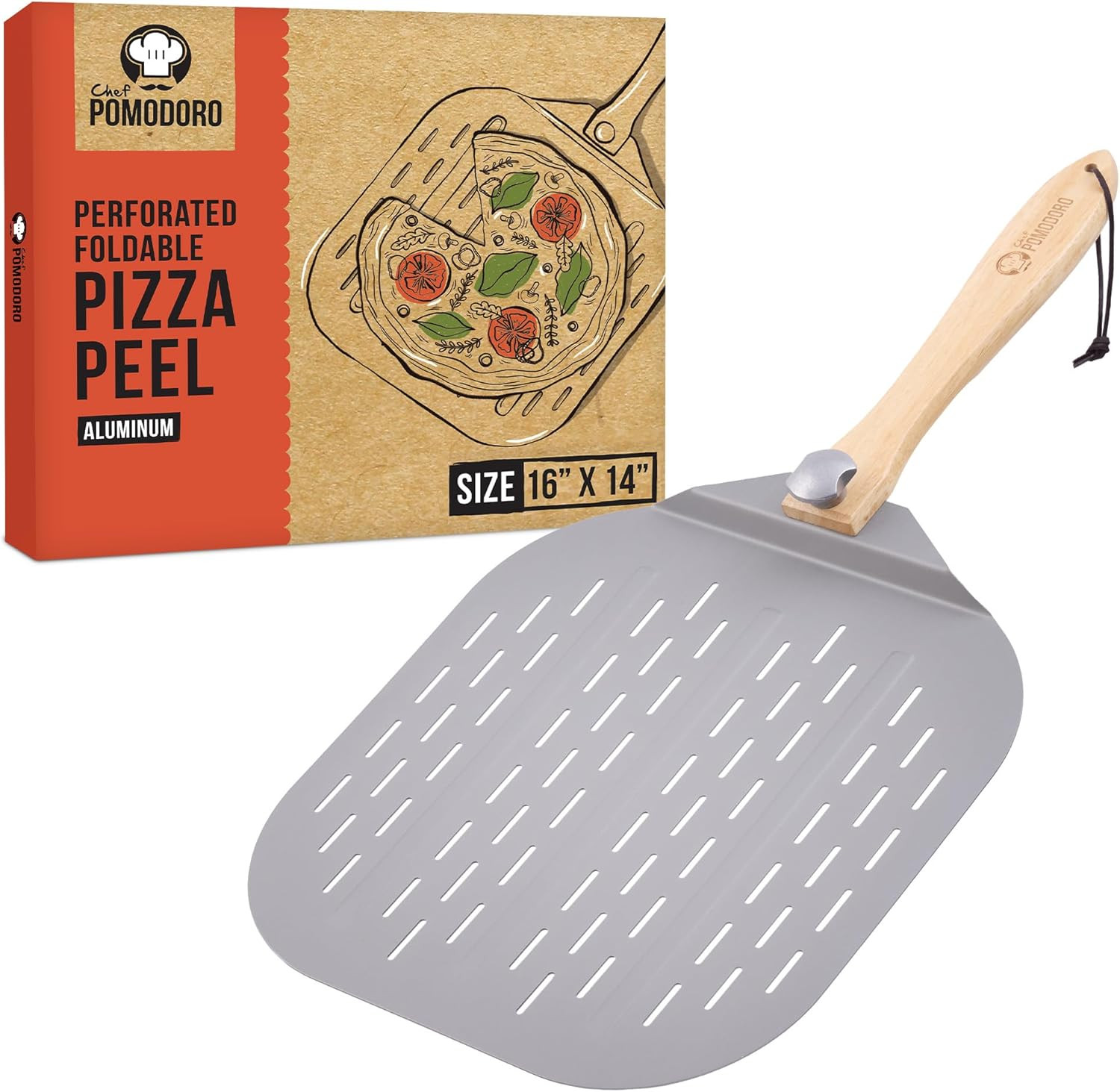 Pala Pizza Forata 35,6 cm: Alluminio Leggero e Manico Pieghevole Top