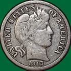 1913-S Barber Dime Fine F Coin #35518
