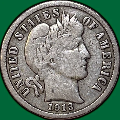1913-S Barber Dime Fine F Coin #35518