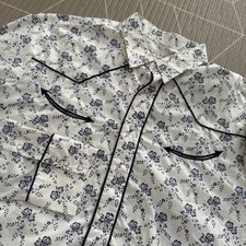 Roper Men  s Floral Print Western Shirt Size XL Pearl Snaps White  Blue