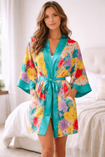 Vintage Victoria  s Secret Gold Label Satin Floral Robe OS