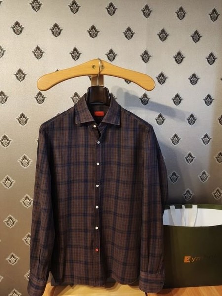 Herren Isaia Hemd Braun 40