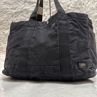 #ad PORTER Tote Bag Painted Canvas Shoulder Bag A4 Size Black Yoshida rare $131.00