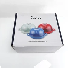 Davivy Red Enamel Cast Iron Bread Oven with Lid New in Box