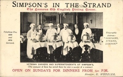 Postcard Aldwych London, Simpsons in the Strand, Various Waiters,... - 4678680