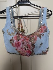 Lengha Set Size 36. Sky Blue Floral Print And Sequin Embroidery. 