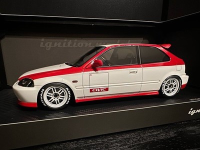 Ignition Model 1/18 Honda Civic EK9 Type R White Red Resin Diecast Car
