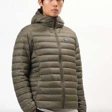 Patagonia Men's Pine Needle Green Goose Down Sweater Hoody Jacket - Size - XL