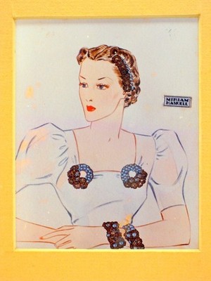 VINTAGE SIGNED COUNTER PHOTO MIRIAM HASKELL DISPLAYING THE SPRING LINE 1937
