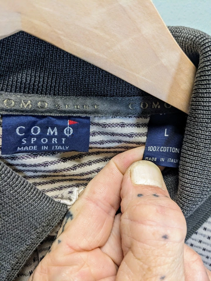 Polo de golf deportivo vintage Como grande hecho en Italia beige y marrón usado en excelente estado Foto 4 de 4