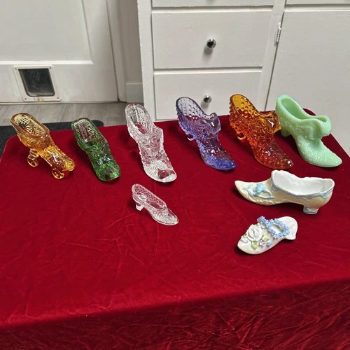 VTG Glass Shoes,lot of 9,Ambrina,1 Is Fenton,Germany