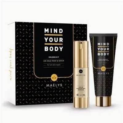 MAELYS Mind Your Body GLAMOUR GOLDEN KIT 24 k gold Mask & Serum NIB
