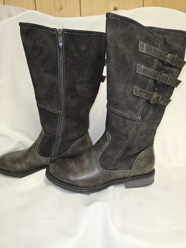 PATRIZIA DERCETIS GREY BOOTS Women's Size 41/9.5-10 Fleece Lined Zip & Buckles - Bild 1 von 4