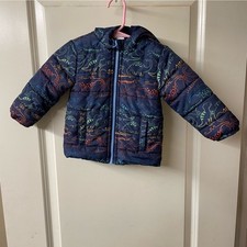 Little Me 12 Month Dinosaur Puffer Zipped Jacket With Spiked Hood