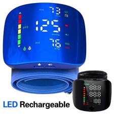 USB-C Rechargeable Wrist BP Monitor, LED Screen 3-Color BP Indicator