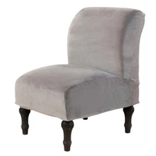 【VER】Velvet Armless Accent Chair Cover - Modern Slipcover Furniture Protector