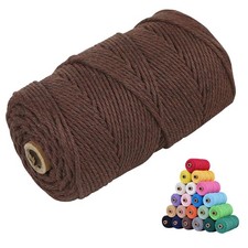 4mm x 109 Yards Dark Coffee Macrame Cord Twisted Natural Cotton Craft Rope