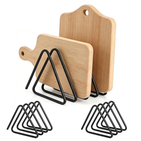 Schneidebrett Halter KüChe Organizer Eisen Schwarz 4 FäCher 2 StüCk 10X9X10 Cm-image