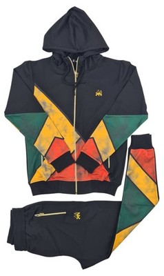 Time Is Money Slim Fit Rasta Lion Hoodie Tracksuit   Black Men s Reggae Jamaica