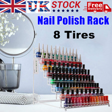 8 Layers Metal Nail Polish Varnish Storage White Shelf Wall Mounted Rack Holder
