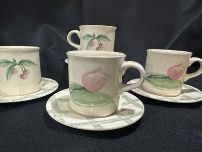 Pfaltzgraff Garden Party Impressions Coffee Mug Cup & Saucer 10oz  Set Of 4