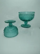 🍧NWOTS! PIONEER WOMAN (Set Of 2) Teal Green Dessert/Fruit/Ice Cream Sundae Cups