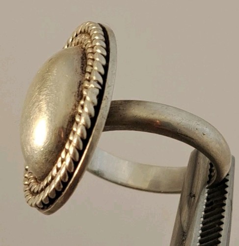 Modernist Sterling Silver Domed Oval Top Rope Border Ring TAXCO Mexico size 7 - Bild 3 von 7