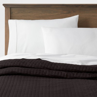 Threshold Quilt Cotton Sateen Washed Pick Stitch Solid OEKO-TEX, Black, King