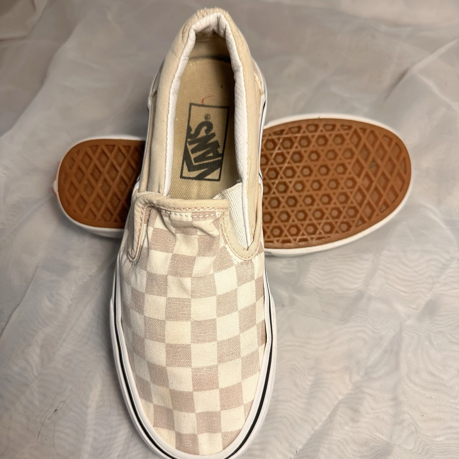 Scarpe Vans slip on a quadri pervinca e bianco wms taglia 5. uomo taglia 3 5