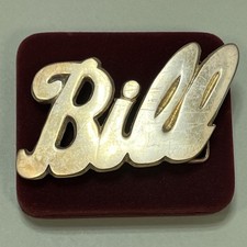 Vintage 1970s Name Belt Buckle BILL Solid Brass Letters Cursive 2 X 4 Heavy
