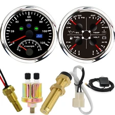 85mm GPS Speedometer with Tachometer and 85mm 4 in 1 Gauge Fuel Level Water Volt