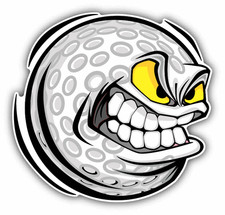 Golf Ball Mean Face Cartoon Car Bumper Sticker Decal 5" x 5"