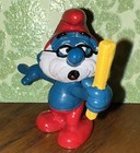 Vintage Schleich Peyo 1981 Smurf PVC Figurine Papa Smurf Teacher Glasses Ruler — photo 2