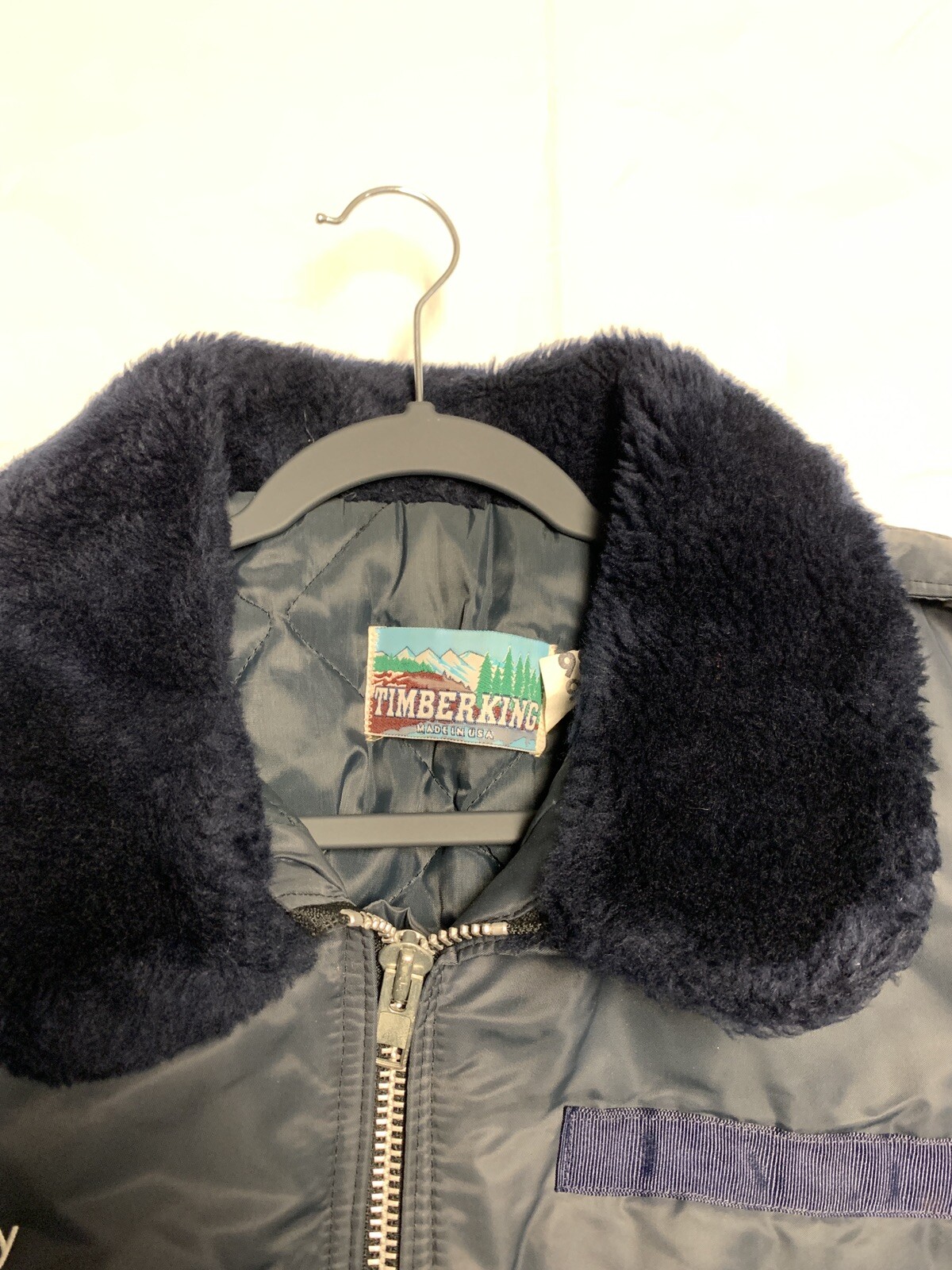 Vintage Timber King Flight Bomber Jacket Men’s XL Nav… Gem