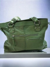 Nino Bossi Leaf Green Leather Shoulder Tote Bag Purse Pocketbook Tassel Nwt