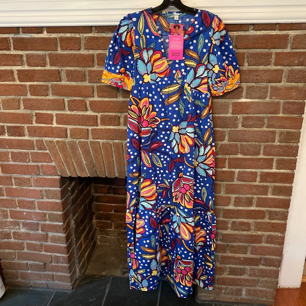 NWT Tabitha Brown Target Dress Sz 0 Pockets Mixed Floral Polka Dot Puff  Sleeve | eBay
