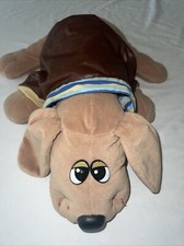 1985 Pound Puppies Plush Brown Tonka Dog Toy 16" With Brown Leather Jacket