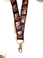 HANDMADE LANYARD Decorated with BUTTER BEER, HARRY POTTER Ribbon ID BADGE Holder