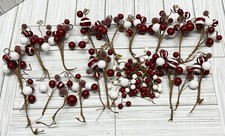 Christmas Berry Picks Red White Lot Of 18 Small Individual Picks New