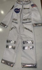 NASA Astronaut USA Costume HALLOWEEN Theater Jumpsuit White/Silver KIDS Sz S