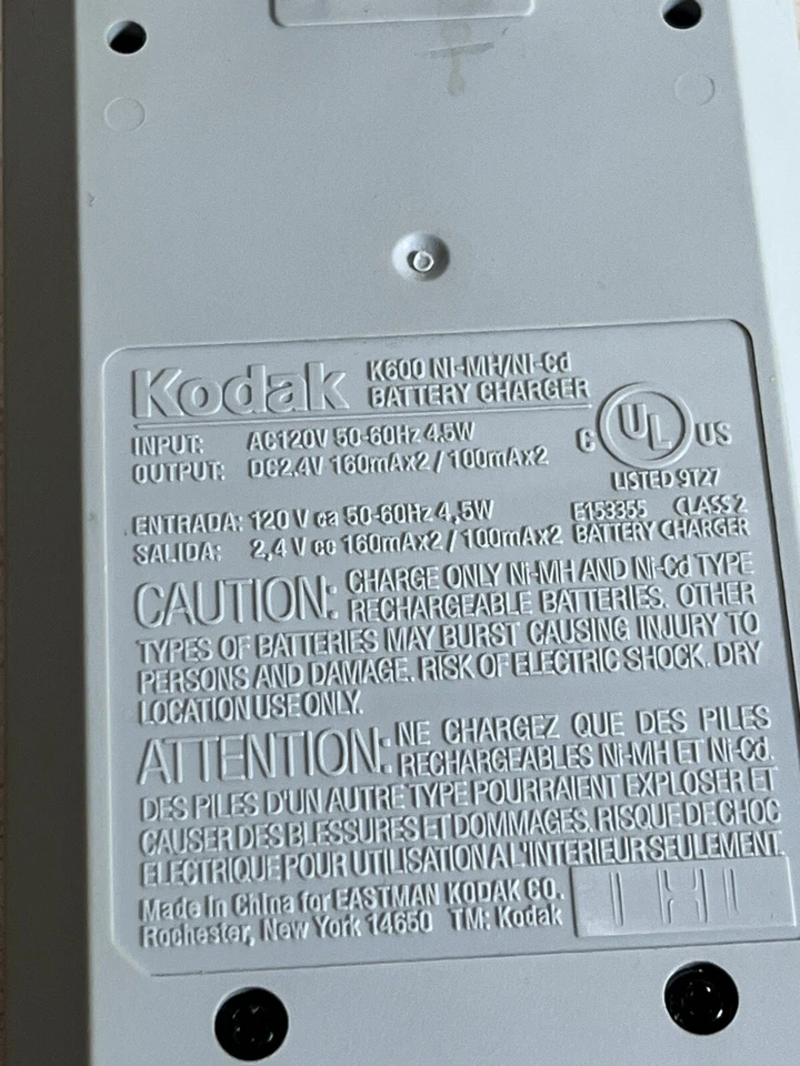 Kodak K600 NI-MH Battery Charger for AA AAA Batteries 电池 — 第 2/2 张图片