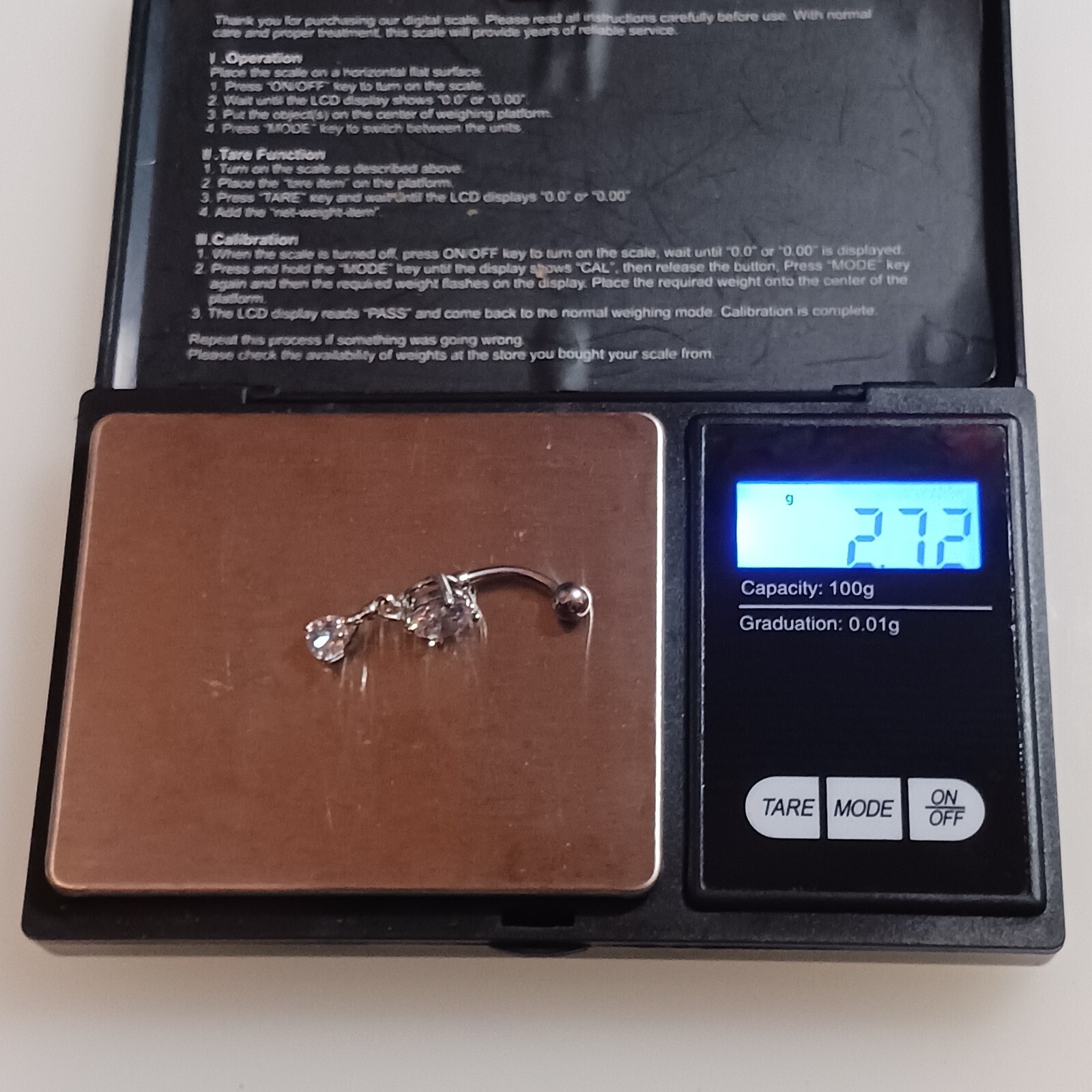 Double Gem Naval Ring Belly Button Ring Tear Drop… - image 14