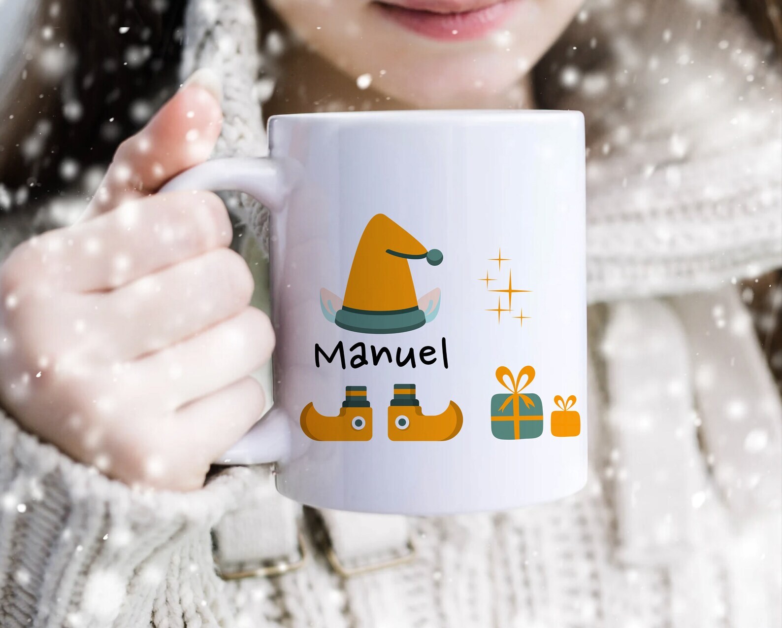 Personalized Christmas Elf Mug Custom Kids Name Cup For Coffee And Tea Lovers