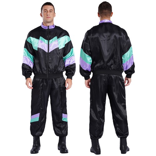 Mens Tracksuit 70s 80s 90s Style 70s Disco Dancewear Hippie Costumes Contrast - Picture 17 of 62