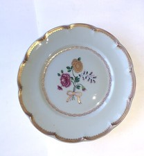 3 Charmantes Assiettes A Dessert  De Marque Haviland Motif Fleuri Et Or