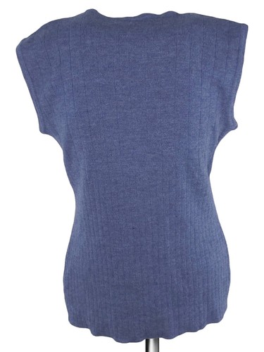 Maglione Da Donna S Blu Cardigan In Lana Senza Maniche Con Scollo A V Profondo - Picture 2 of 24