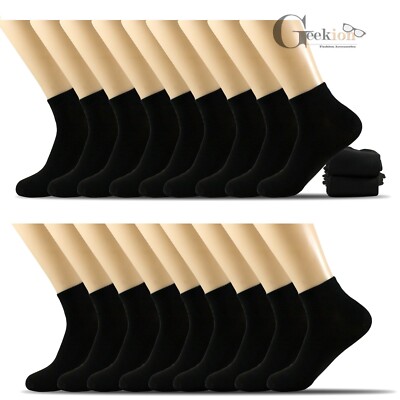 6 12 Pairs Mens Women Black White Cotton Sports Low Cut Ankle Quarter Thin Socks