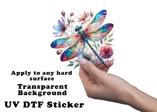 Dragonfly and Flowers UV DTF Transparent Sticker / Decal - Picture 4 of 7